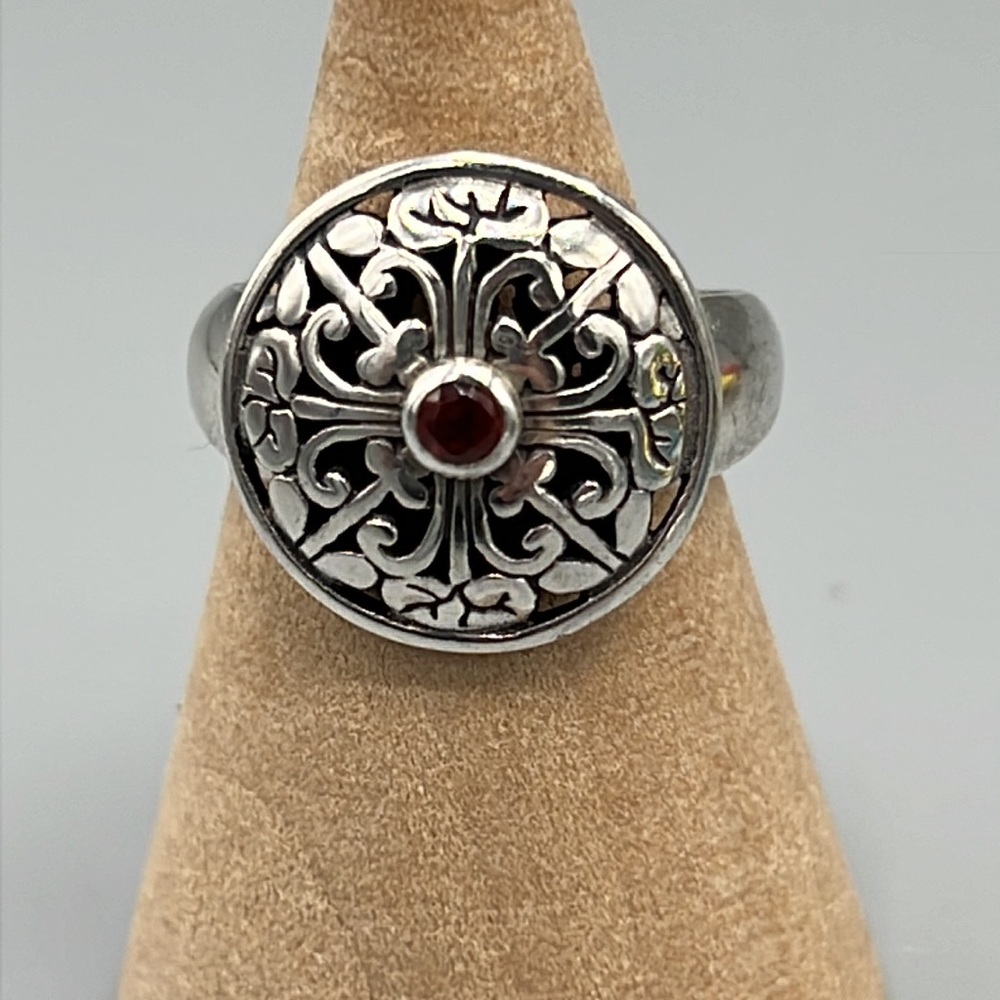 JANICE GIRARDI JGD Celtic Sterling Silver Garnet Ring